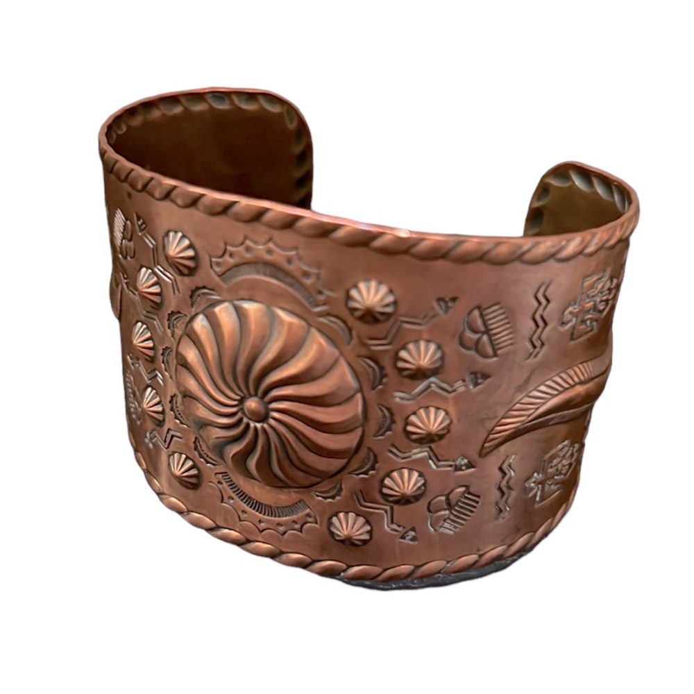 Vintage Repousse Chunky Southwestern Copper Cuff/ bracelet